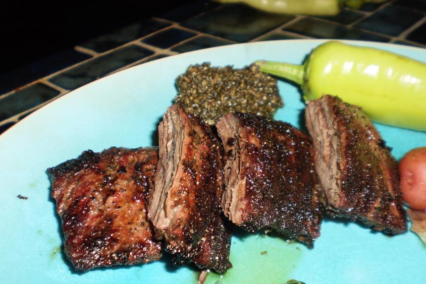 Skirt Steak With Red Chile Cilantro Chimichurri Recipe