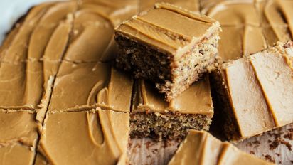 banana cake with caramel