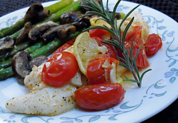 Foil-Pack Tilapia with Lemon, Rosemary & Tomato