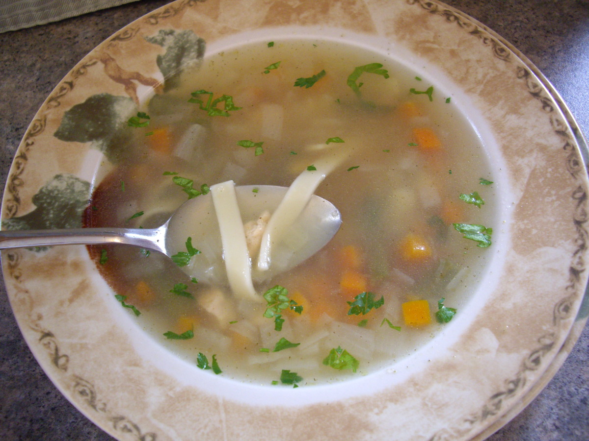 Chicken Noodle Soup with Fresh Vegetables and Herbs