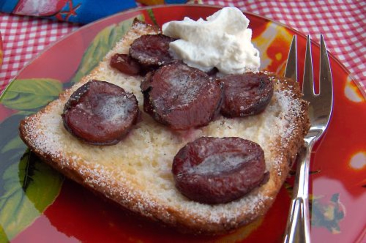 Baked Plums on Brioche