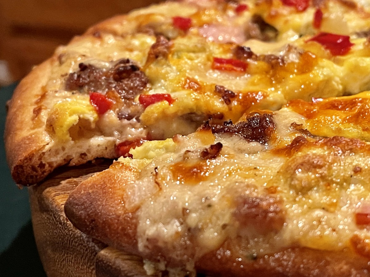 3 Meat Breakfast Pizza