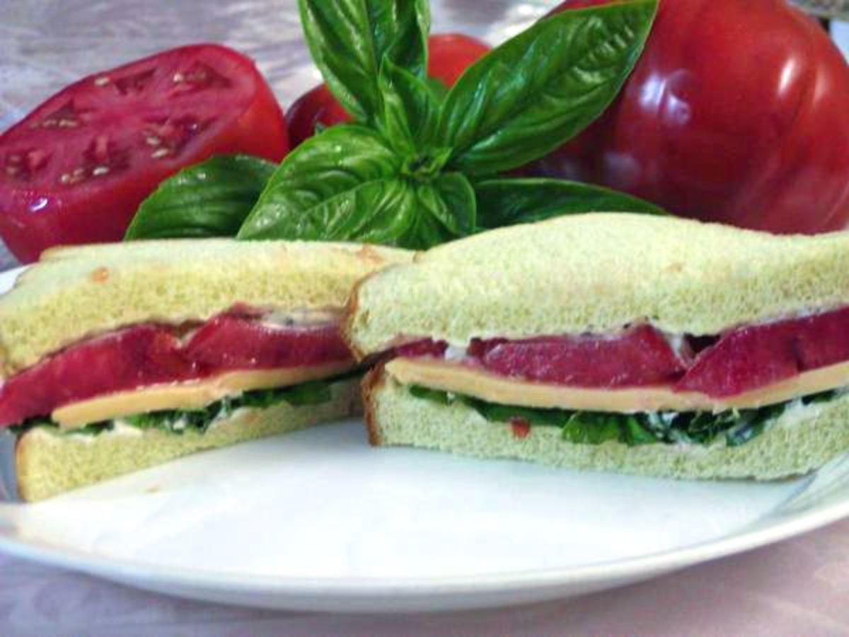 Tomato, Basil, & American Cheese Sandwich