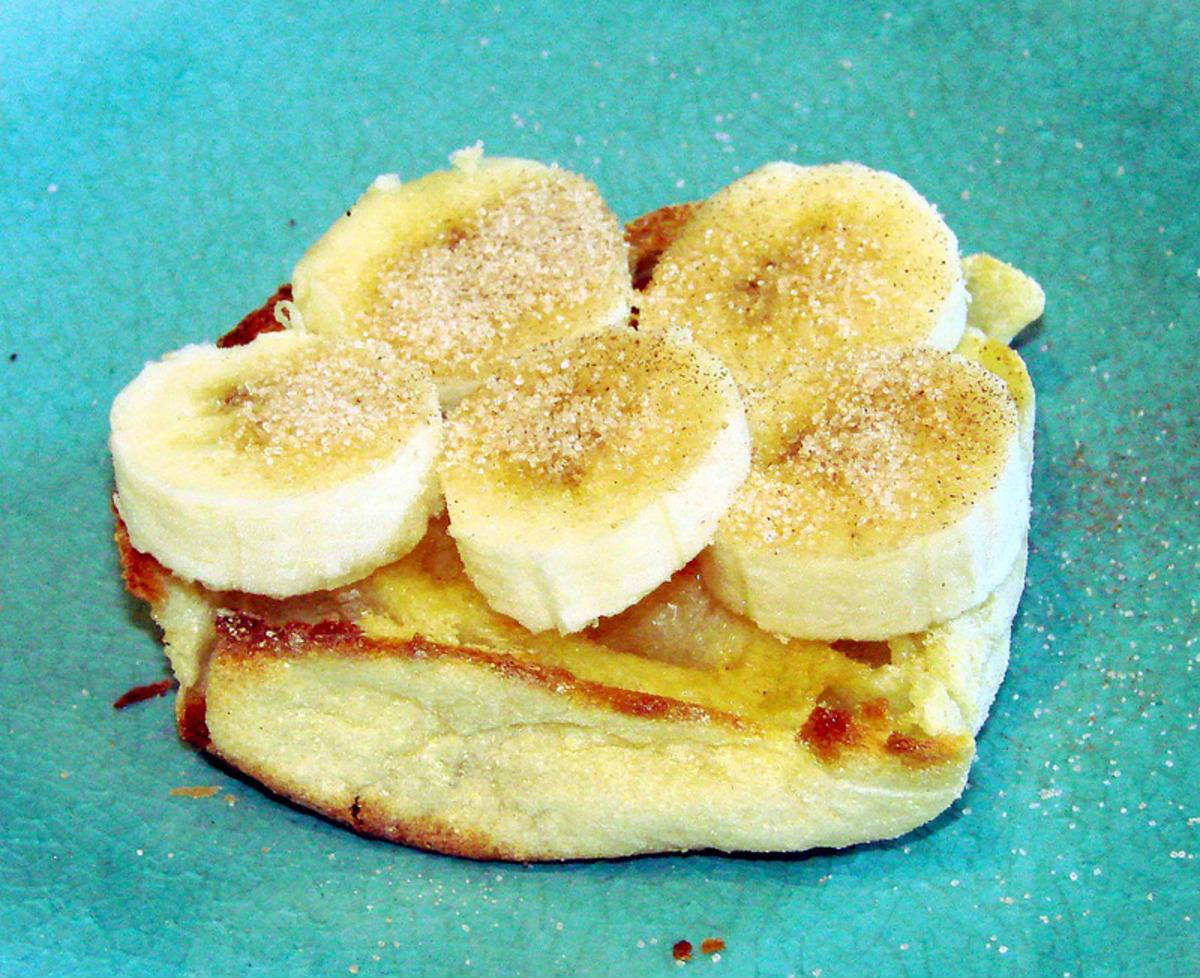 English Muffins Topped With Bananas and Cinnamon Sugar. image