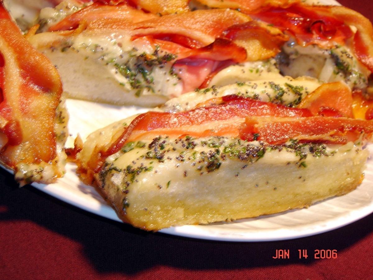 Stuffed French Bread Recipe Food Com Place top back on bread and place on a cookie sheet. food com