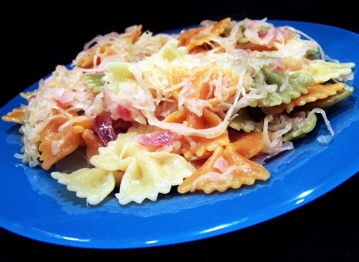 Bow Tie Noodles and Sauerkraut or Hluski Noodles