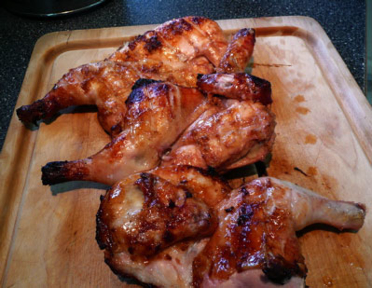 Grilled Game Hens With Citrus, Ginger, and Soy