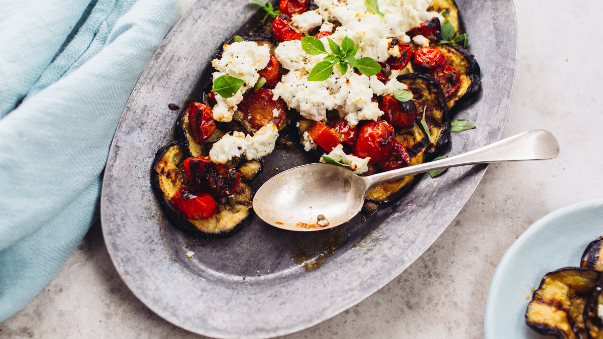 Grilled Eggplant With Ricotta and Tomato image