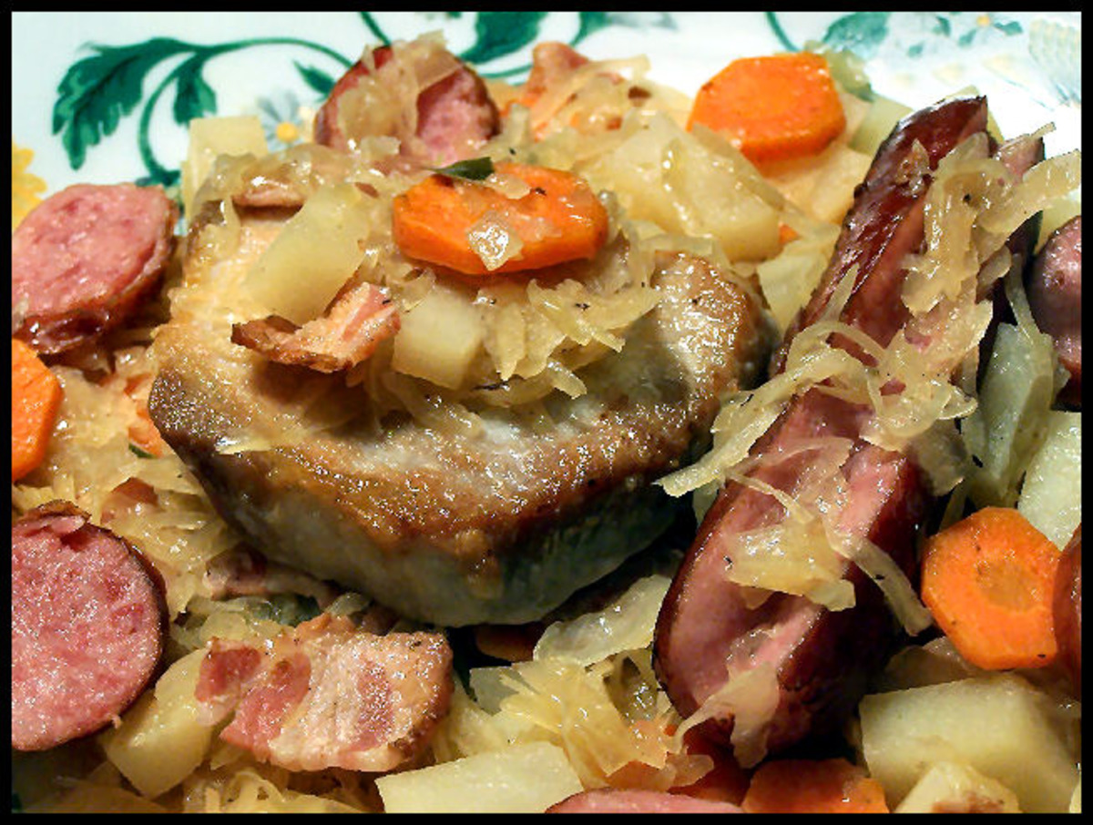 Sauerkraut Smothered With Pork Chops and Sausage image