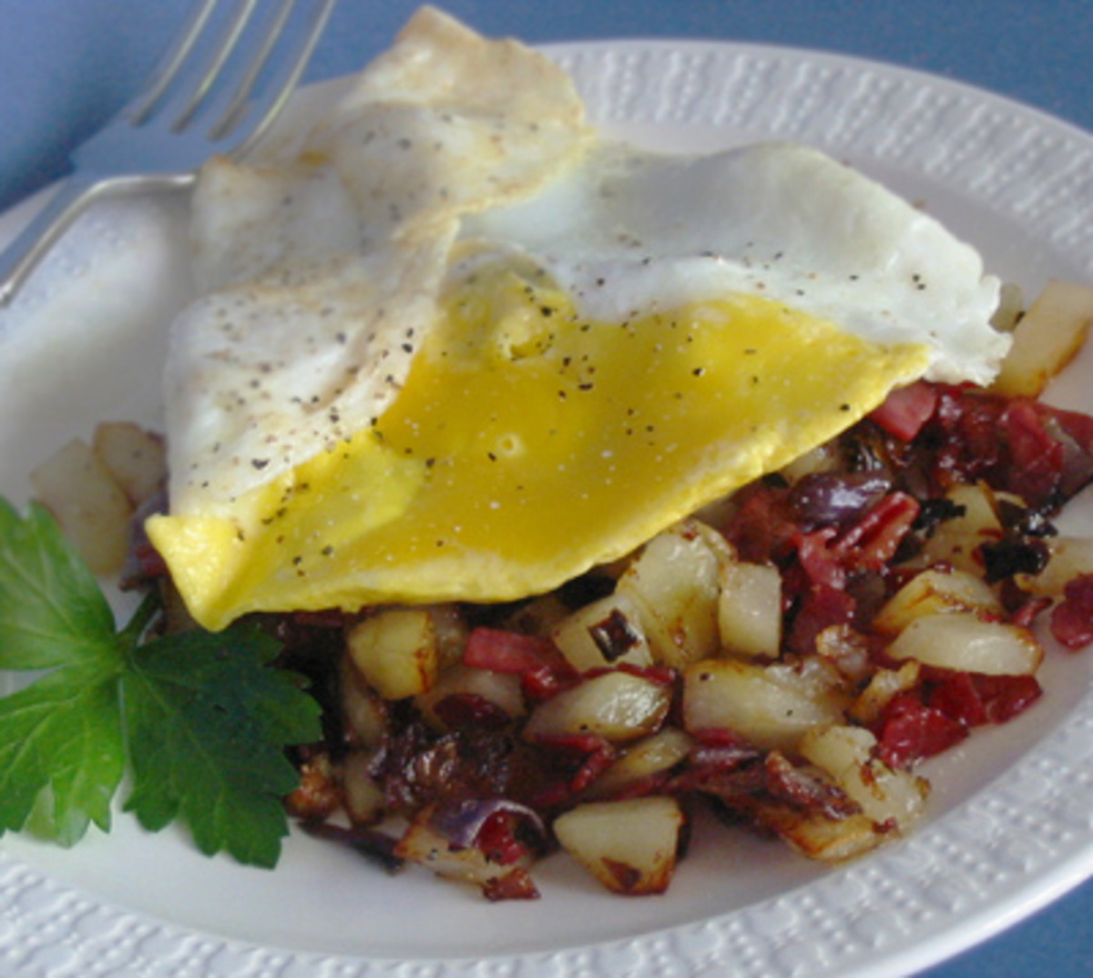 Corned Beef Hash With Fried or Poached Egg image