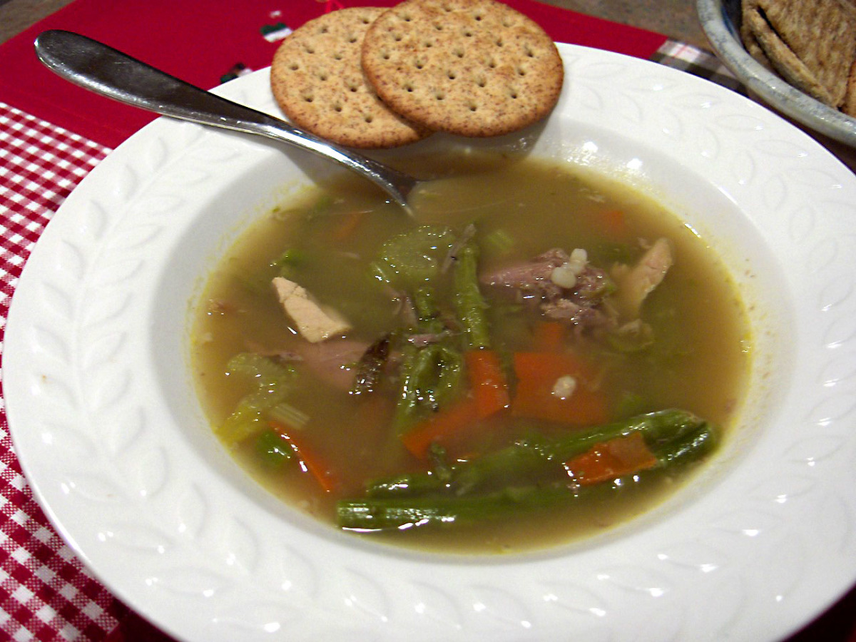 Turkey Barley Soup using Leftover Turkey Carcass - EverydayMaven™