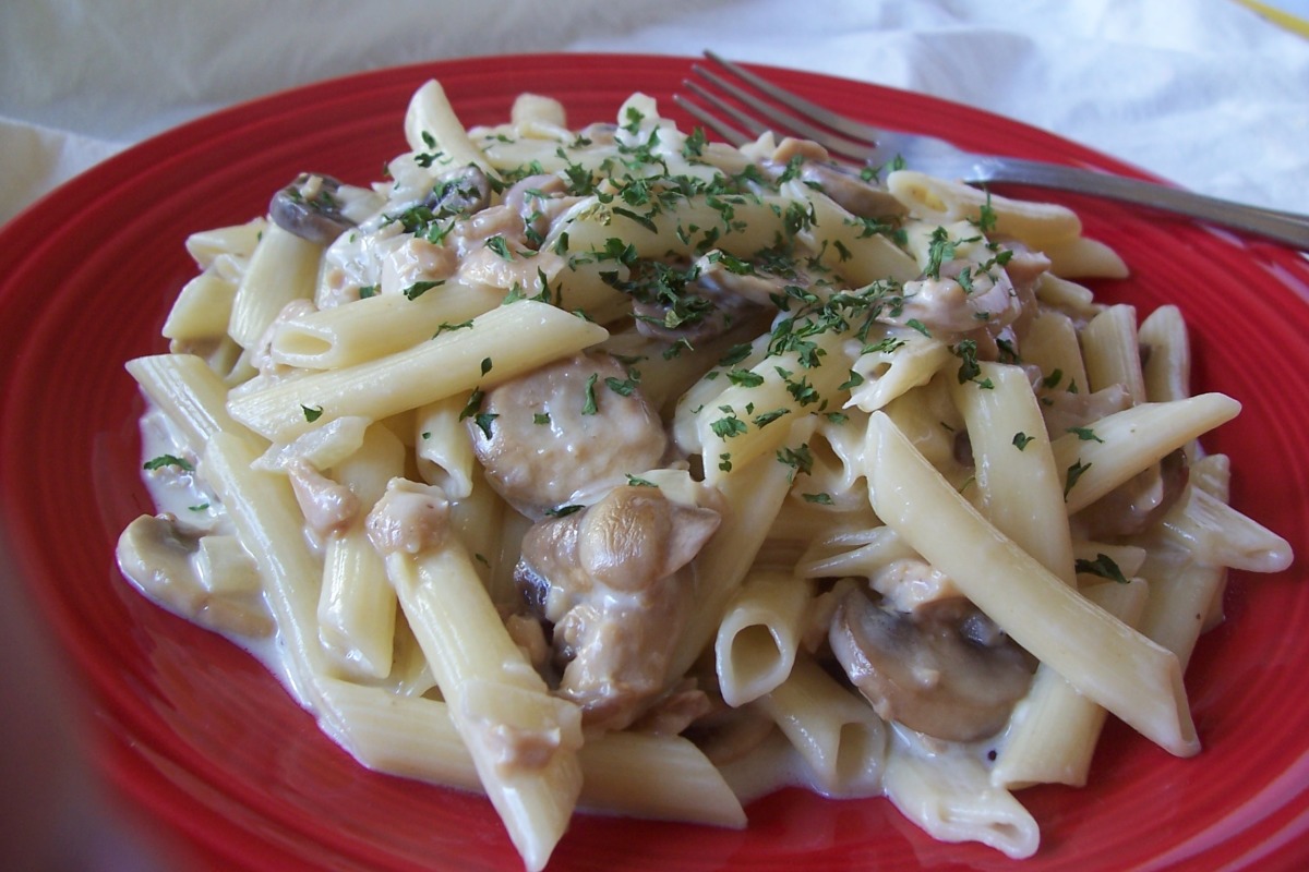 Penne Pasta With Mushroom Clam Sauce and Cheeses Recipe