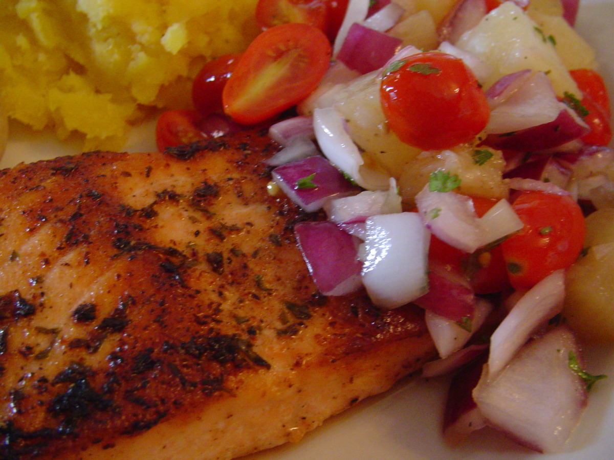 Grilled Cajun Salmon With Tomato Pineapple Salsa