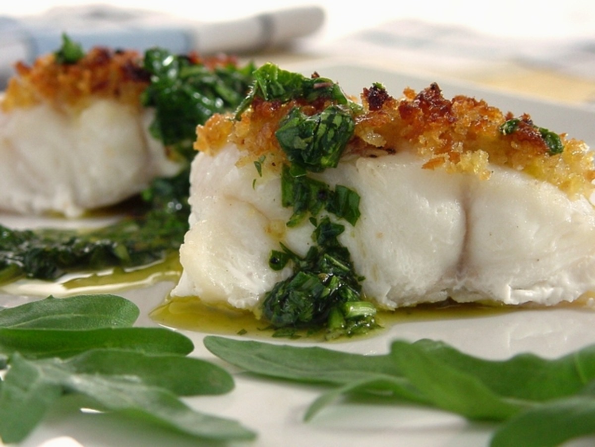 Roasted Halibut With Fresh Herb Sauce Recipe