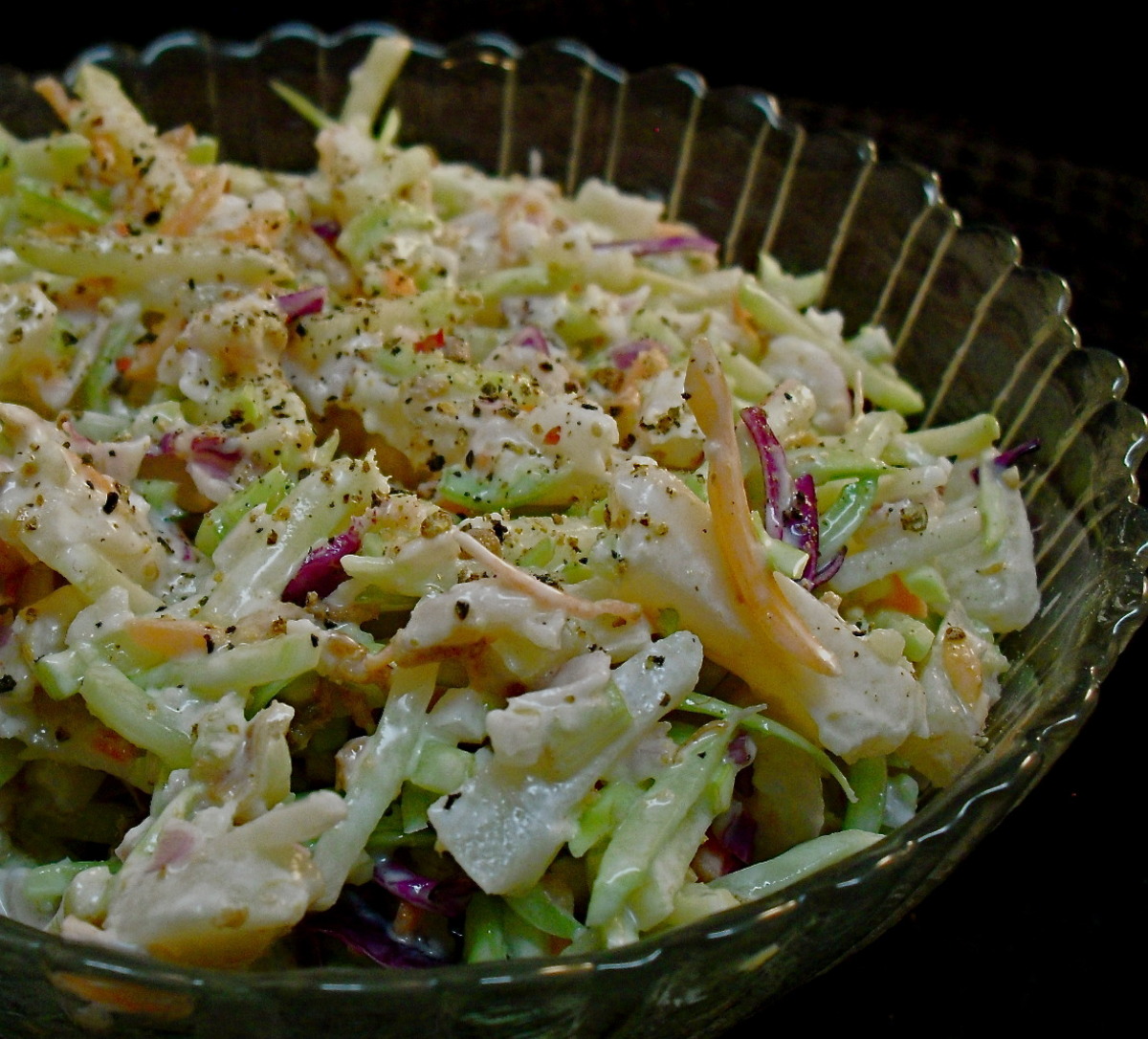 Broccoli Slaw With Turkey Bacon and Water Chestnuts