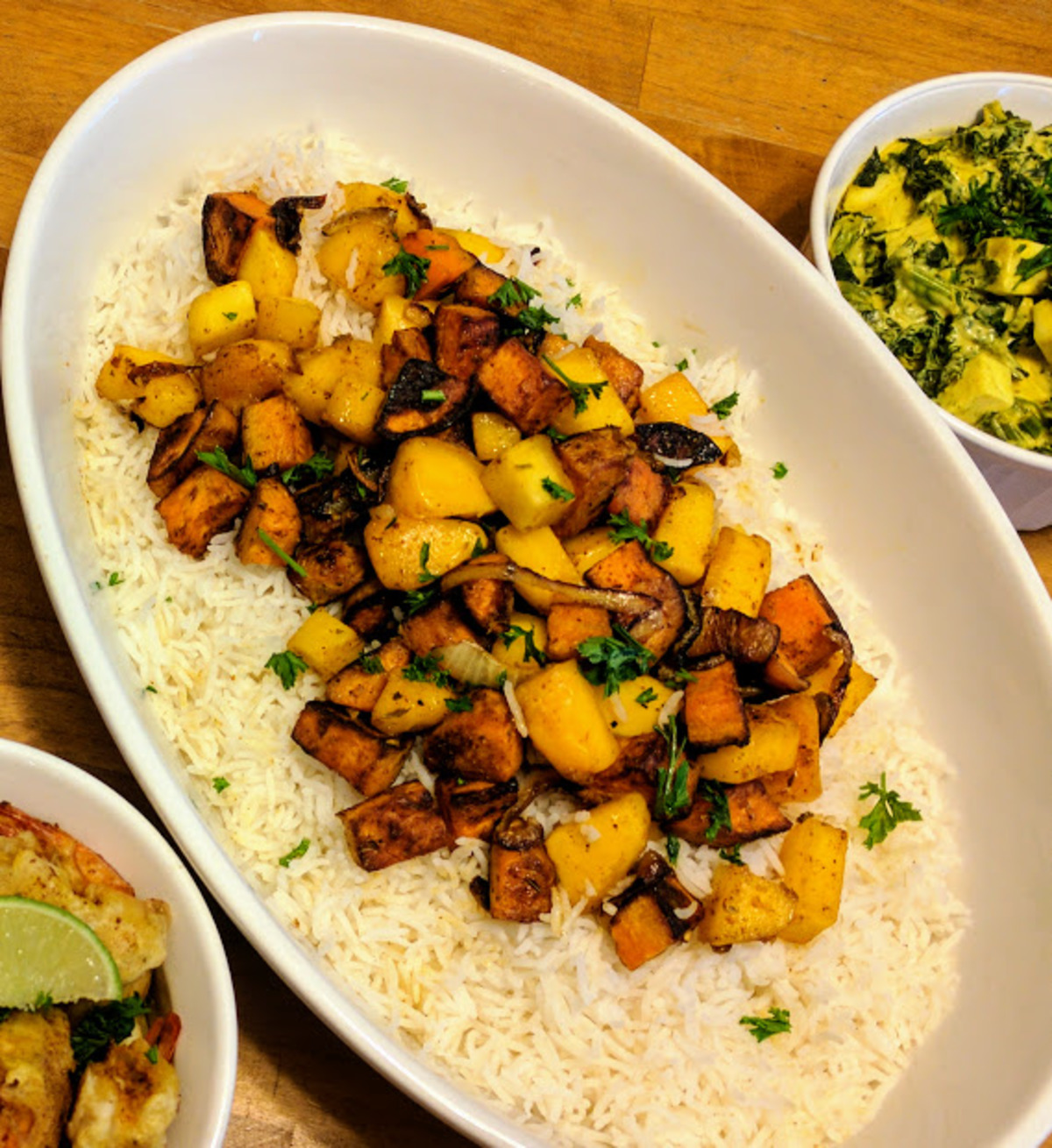 Curried Yam and Mango over Basmati Rice