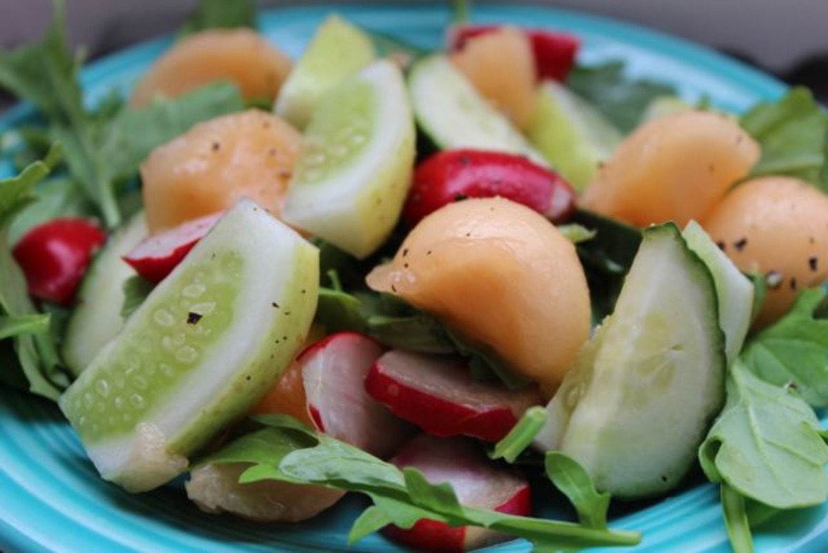 Cucumber Melon Salad With Raspberry Vinegar