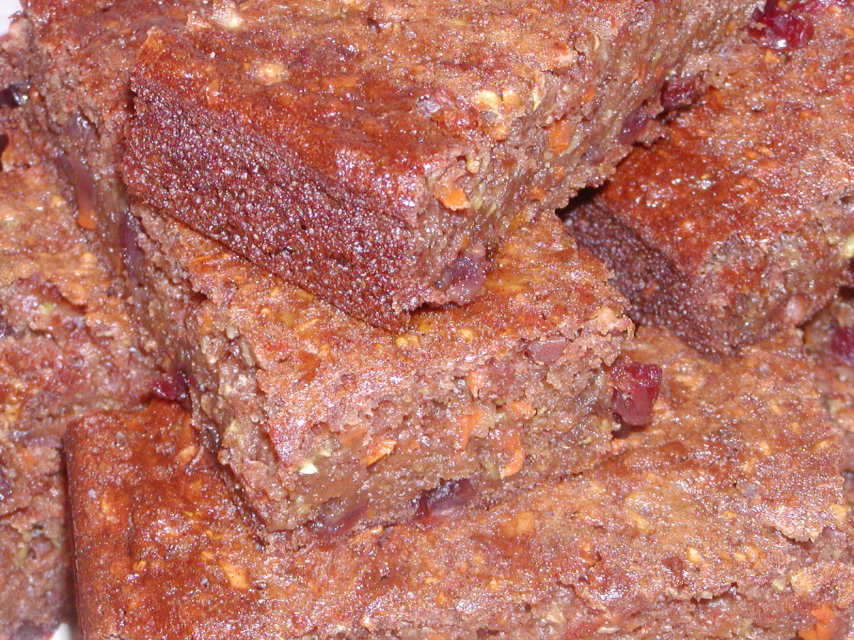 Extremely Healthy Fiber Packed Zucchini Carrot Cranberry Bars