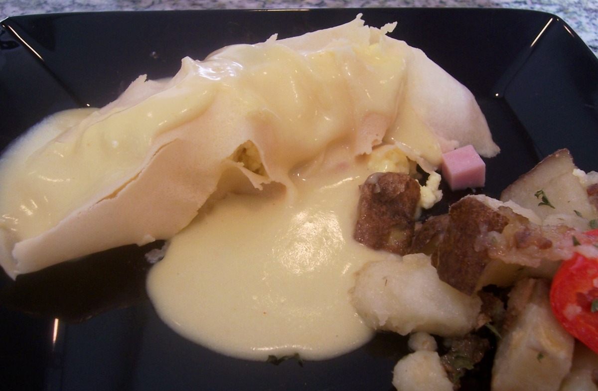 Egg, Ham and Cheese Crepes Benedict