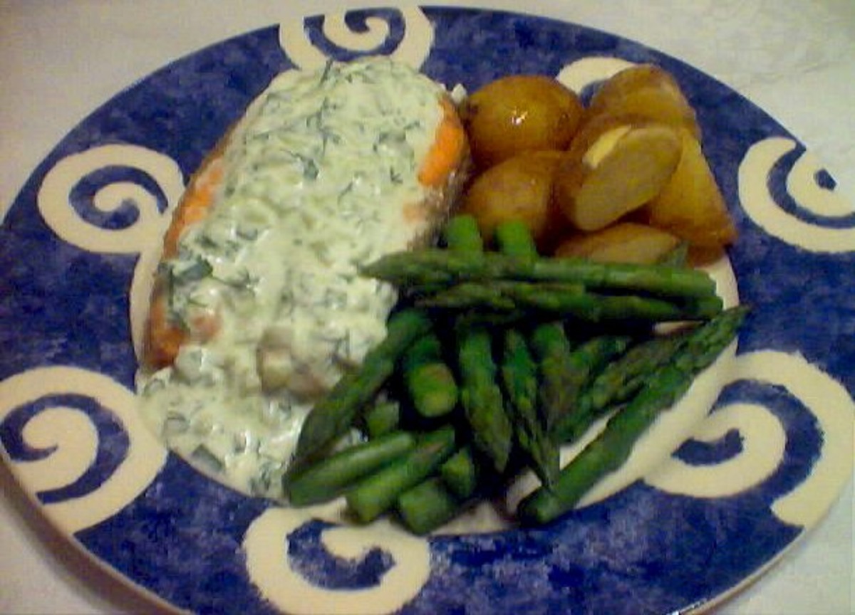 Salmon With Cucumber-Dill Sauce_image