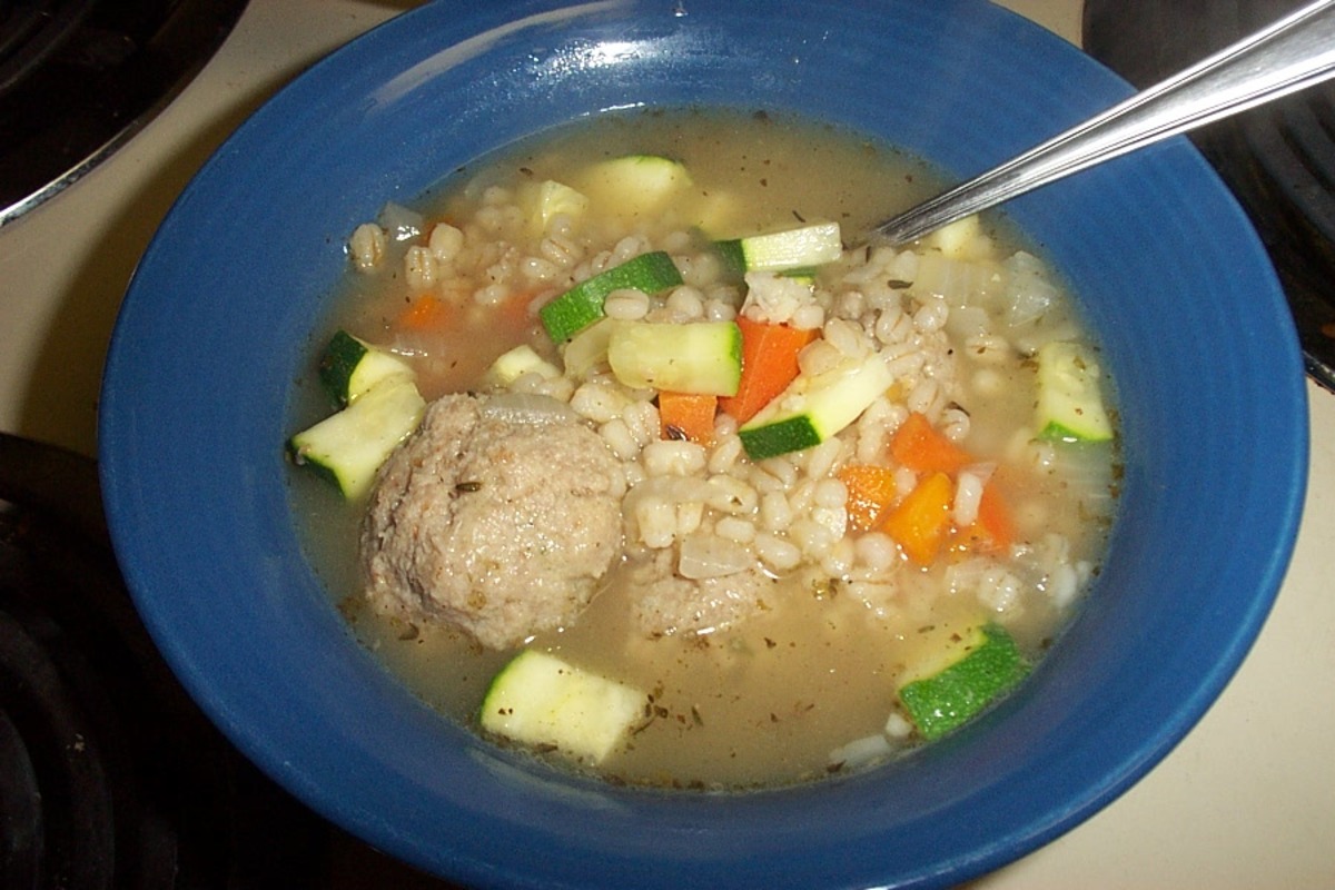 Italian Chicken Meatball Soup With Barley image