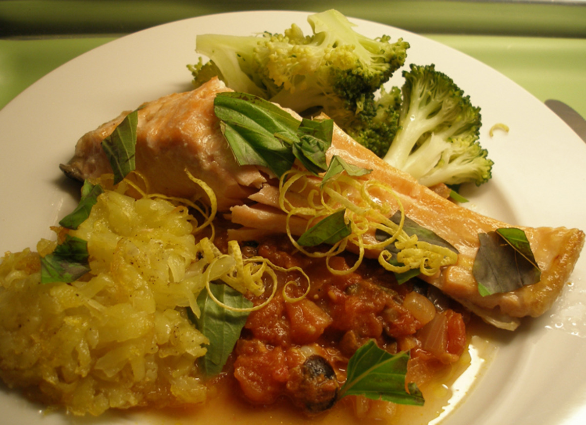 Grilled Salmon With Sicilian Tomato Sauce