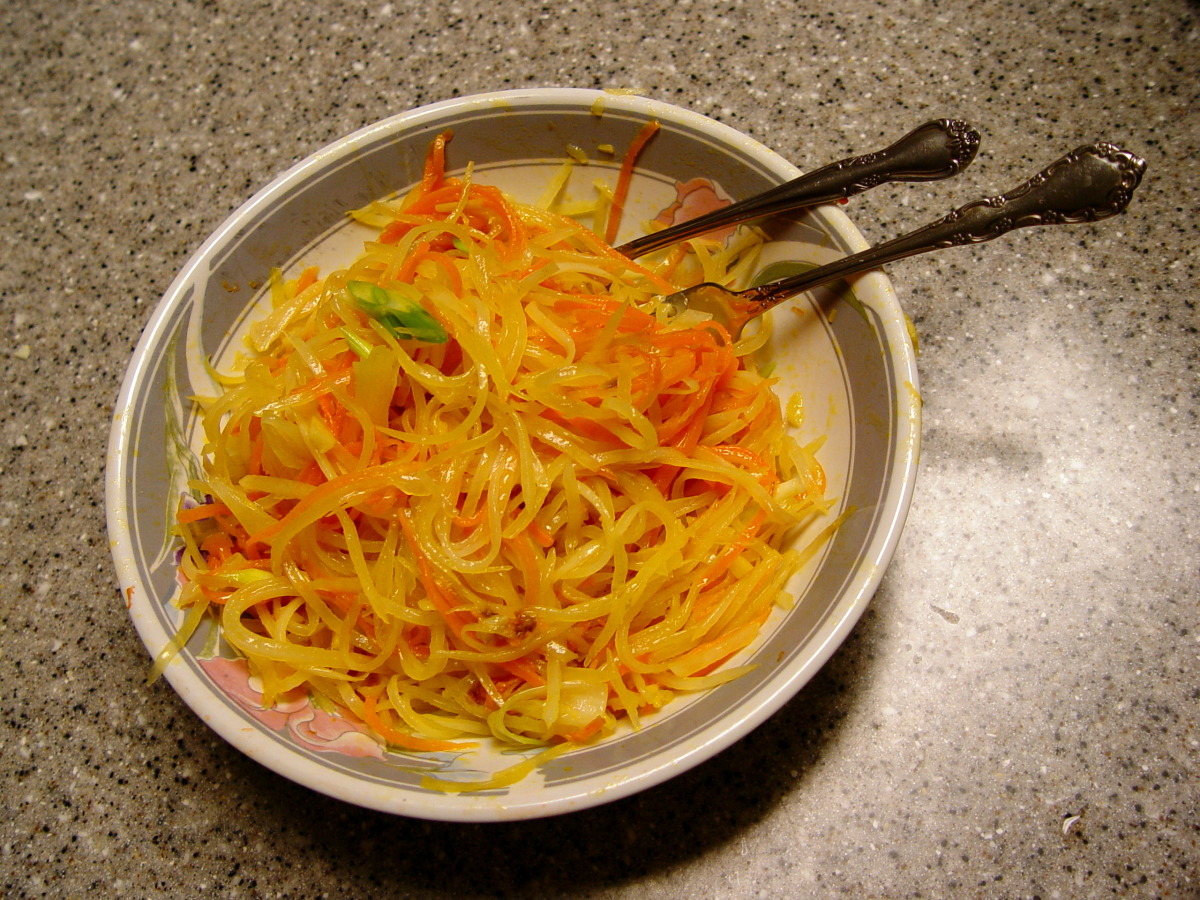 Ginger Sauteed Carrot and Potato Slivers