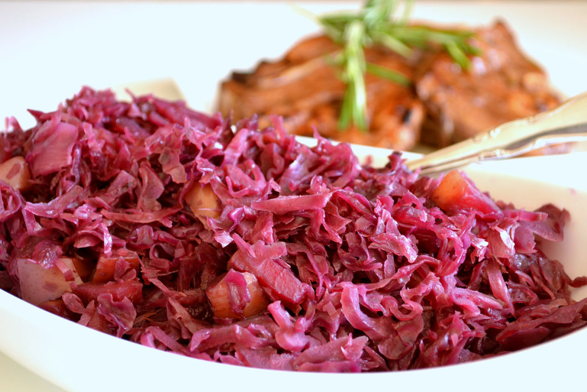 Braised Red Cabbage with Red Onion and Apples image