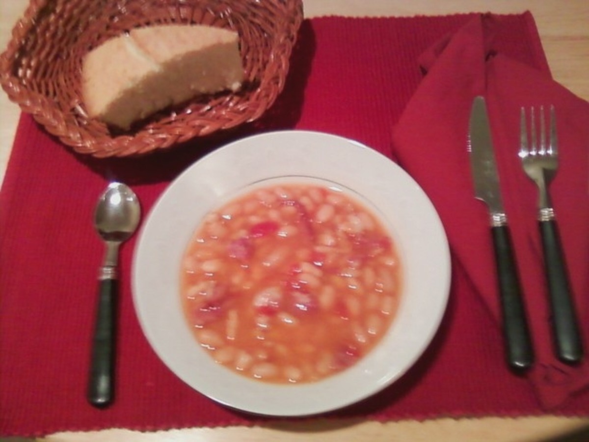 Ham and bean soup shop in a pressure cooker