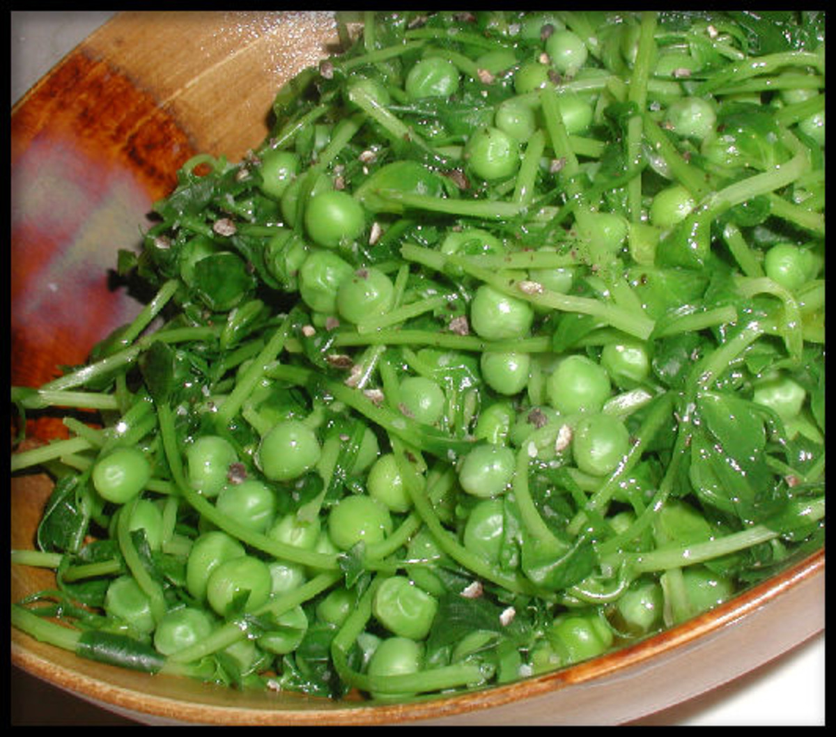 Peas and Pea Tendrils With Lemon Dressing. image