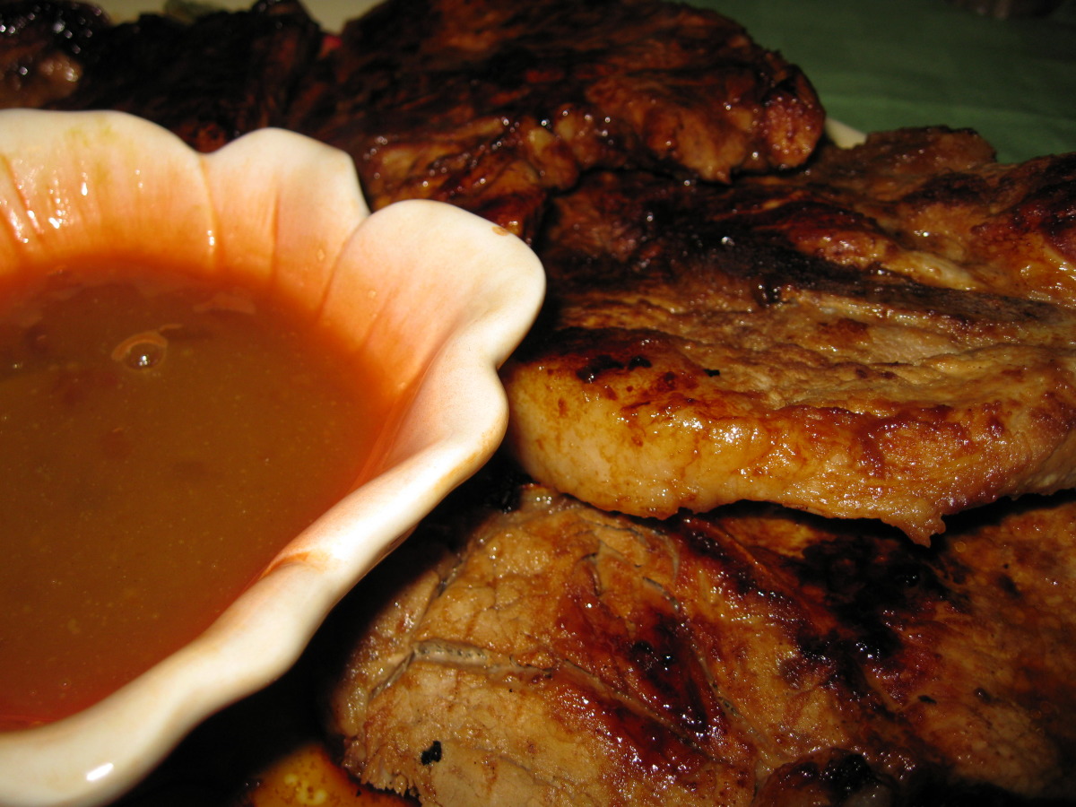 Grilled Hoisin Glazed Pork Chops With Plum Dipping Sauce image