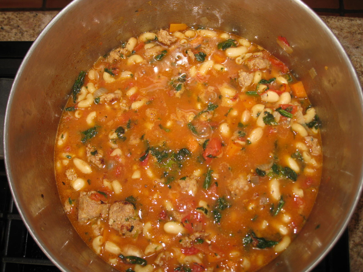 Italian Sausage Bean and Spinach Soup-image