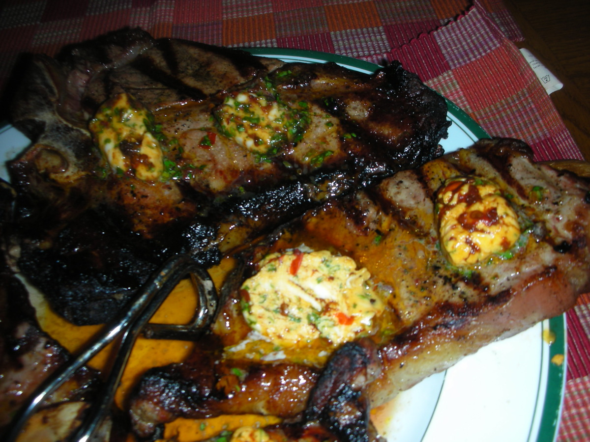 Grilled TBone Steaks With Chipotle and Cilantro Butter Recipe
