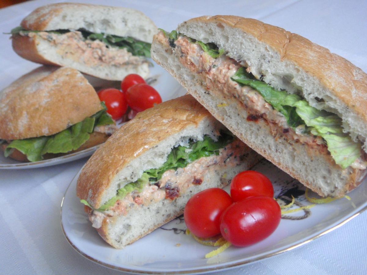 Salmon Pesto Focaccia Sandwiches Recipes recipe