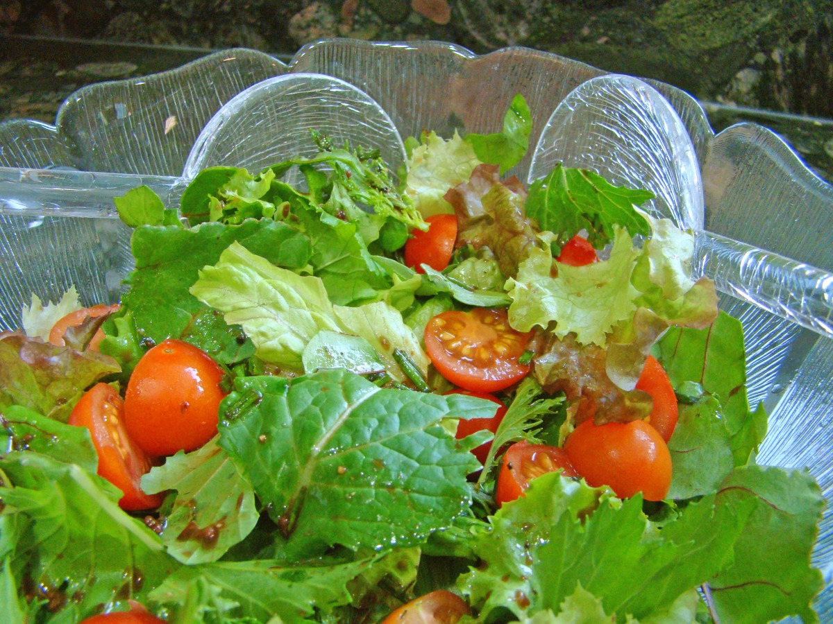 Cabbage and Mixed Greens Salad With Light Tangy Herb Vinaigrette