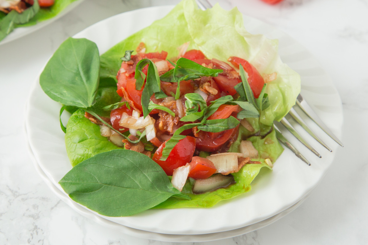 Tomato and Bacon Salad in Bibb Lettuce Cups image