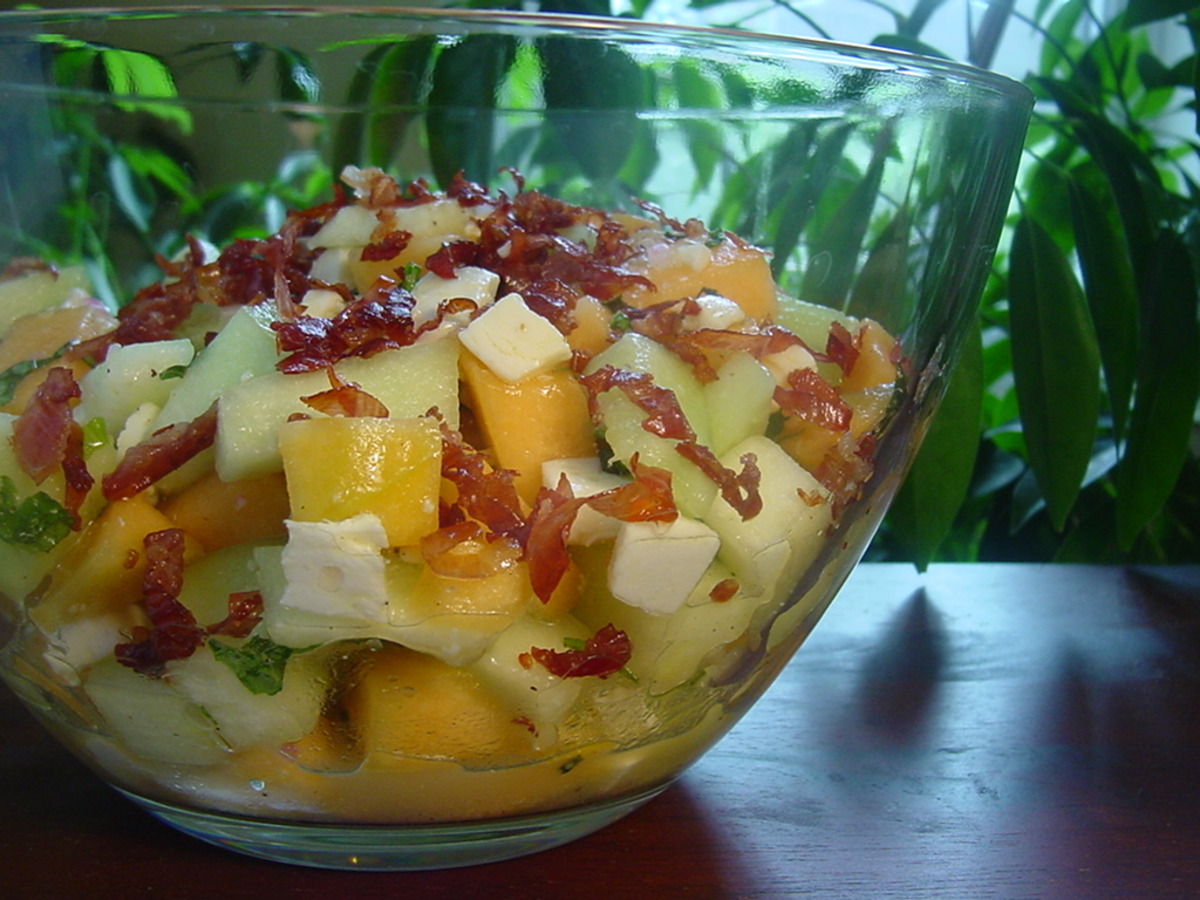 Melon Salad W Fresh Mozzarella Prosciutto And Lime Vinaigrette
