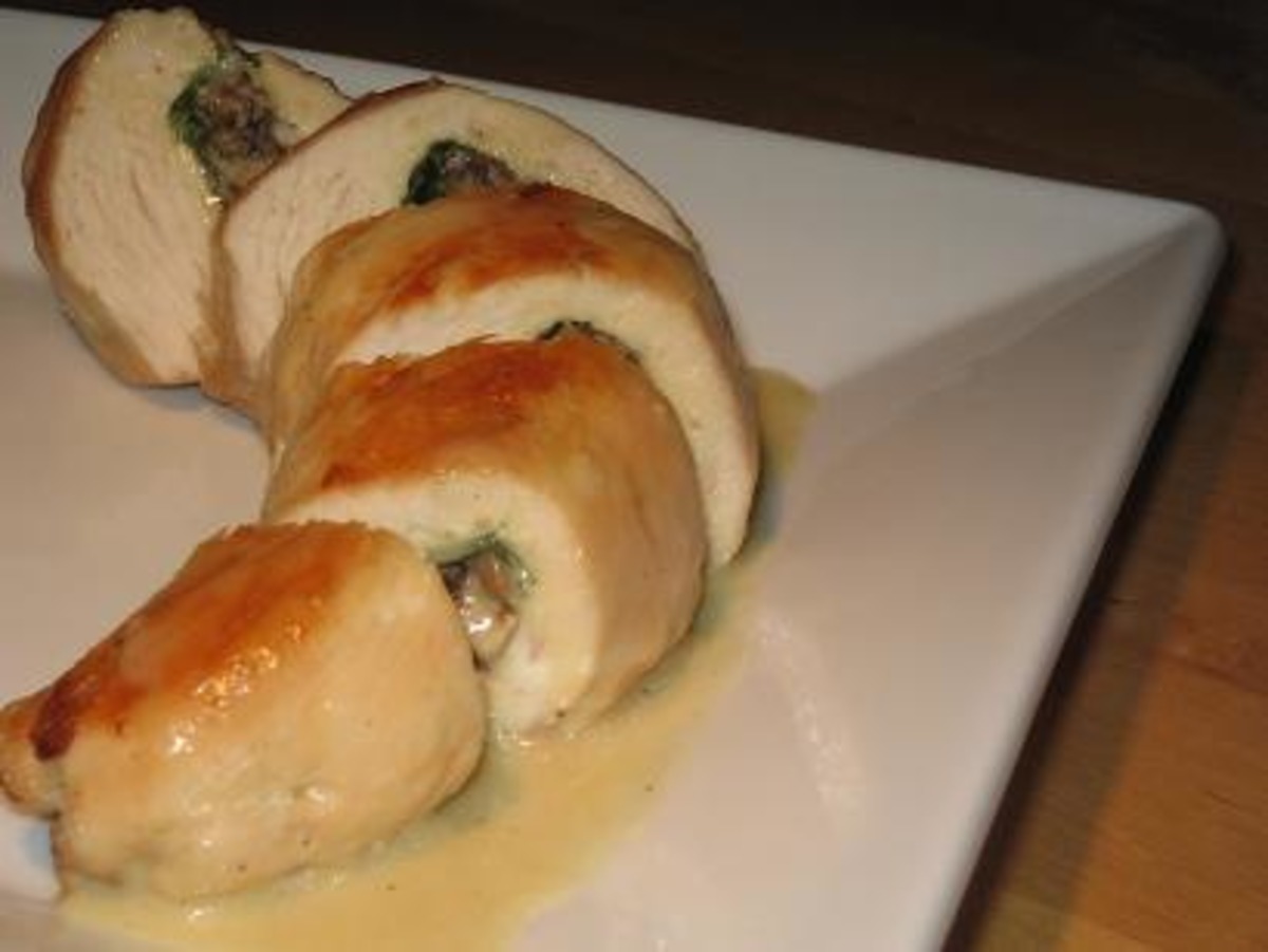 Chicken Breasts Stuffed With Mushrooms & Spinach With Cognac Sauce image