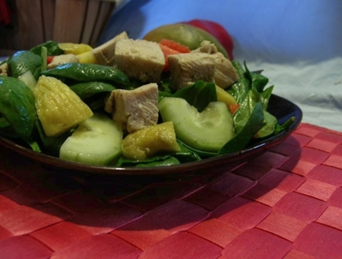 Mango, Chicken and Spinach Salad image