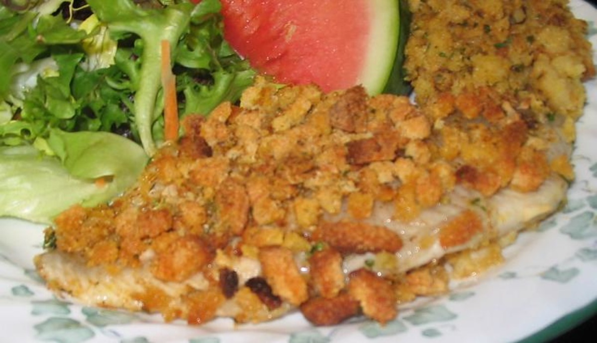 Crunchy Baked Catfish With Cornbread Stuffing