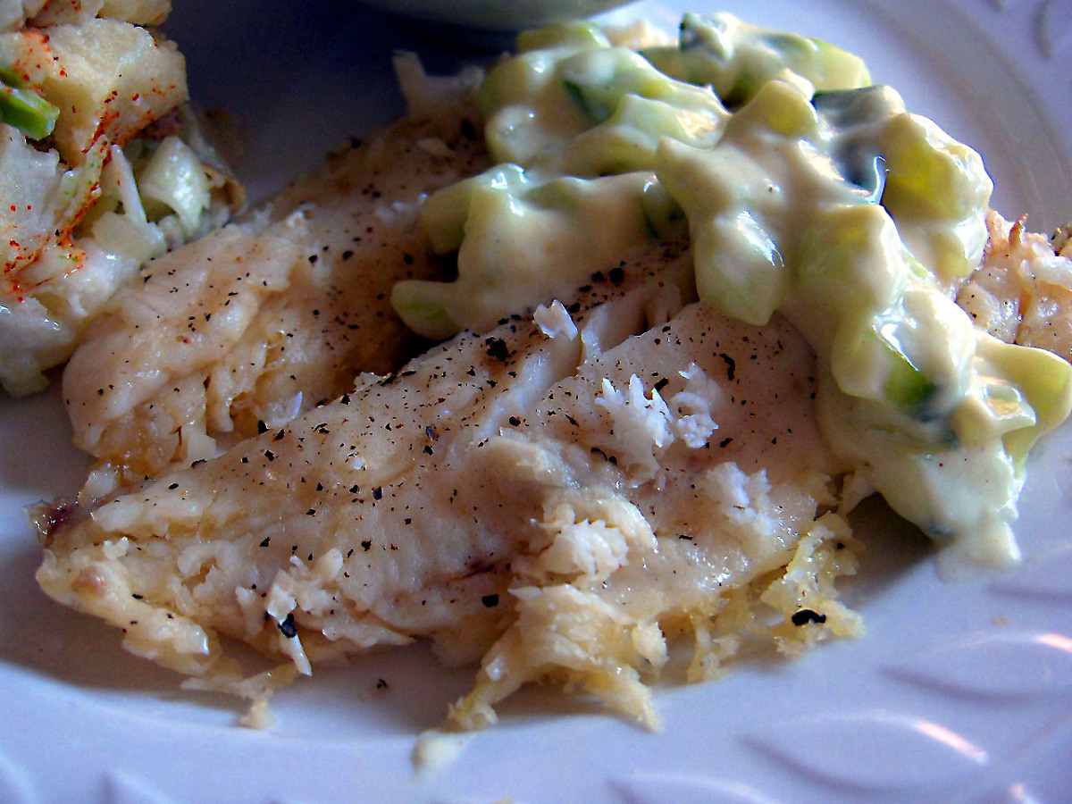 Microwave Diabetic Fish With Cool Cucumber Sauce Recipe Food Com