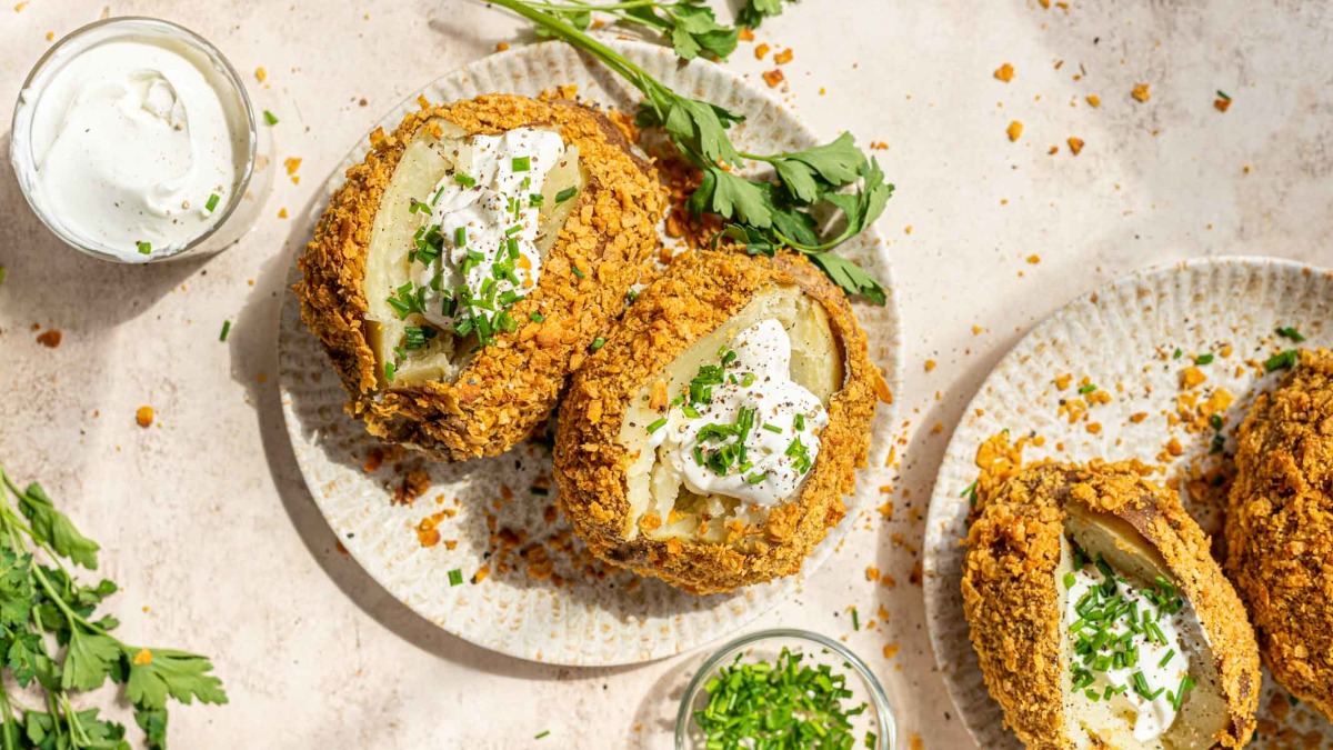 Crusty Cornflake Baked Potatoes