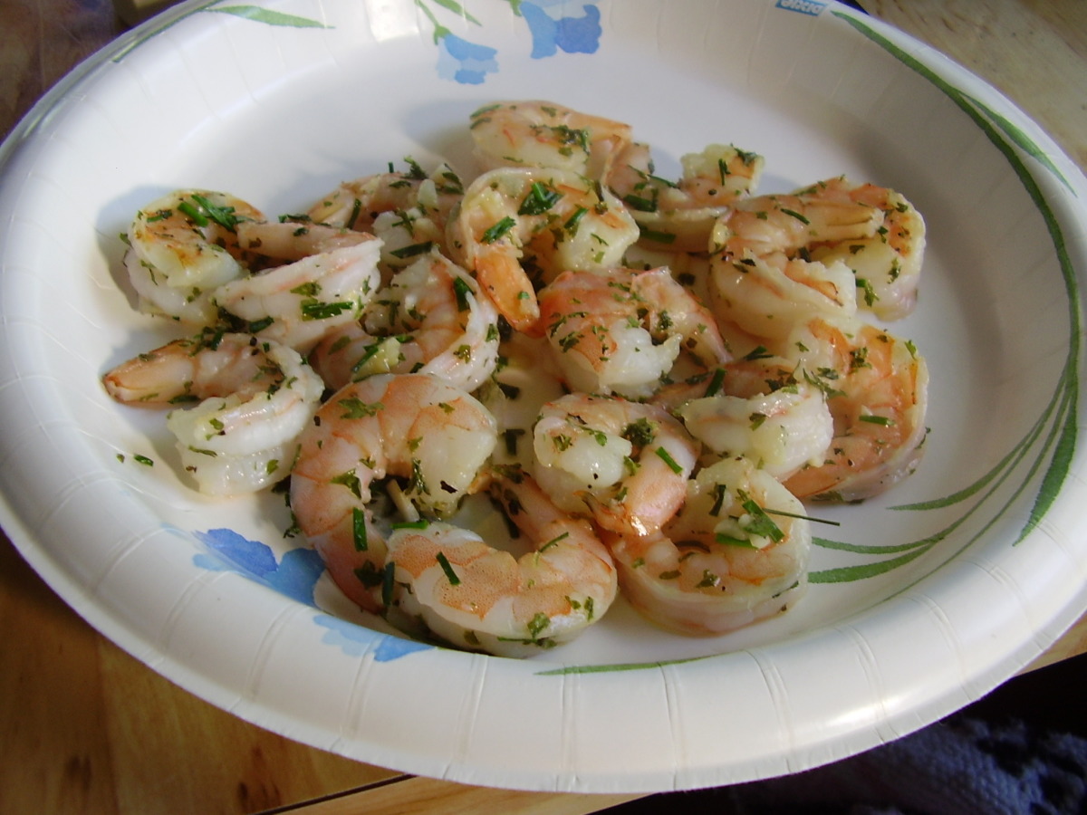 Buttery Garlic Garden Herb Grilled Jumbo Shrimp Recipes recipe