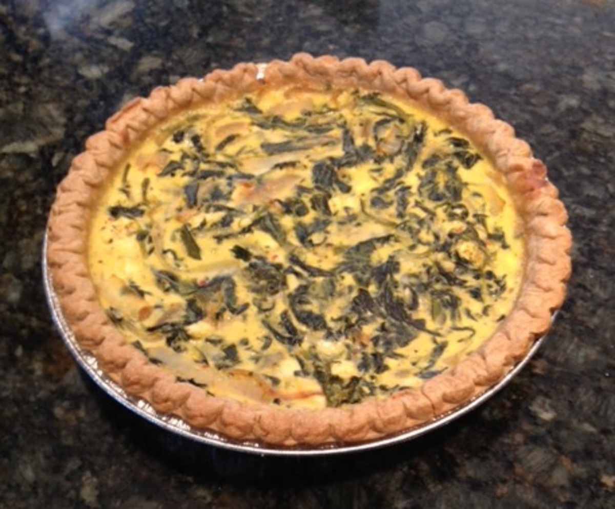 Spinach Quiche With Sun-Dried Tomato and Basil Feta Cheese