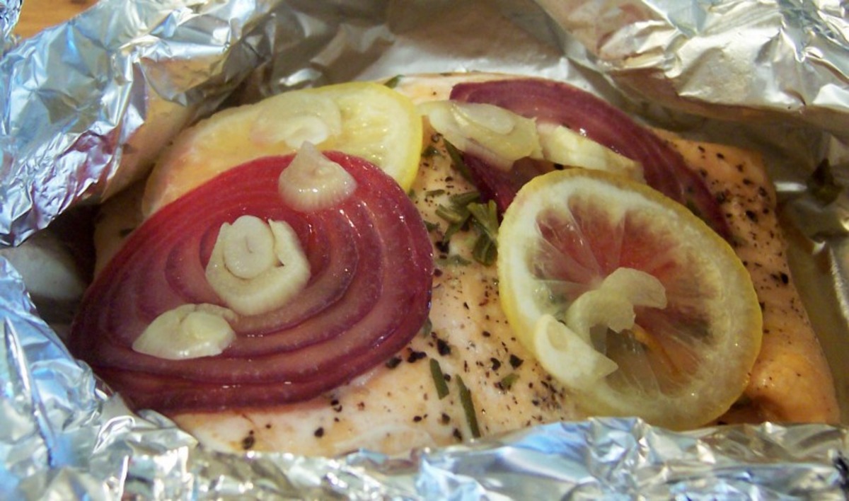 Foil Wrapped Side of Salmon With Lemon and Rosemary_image