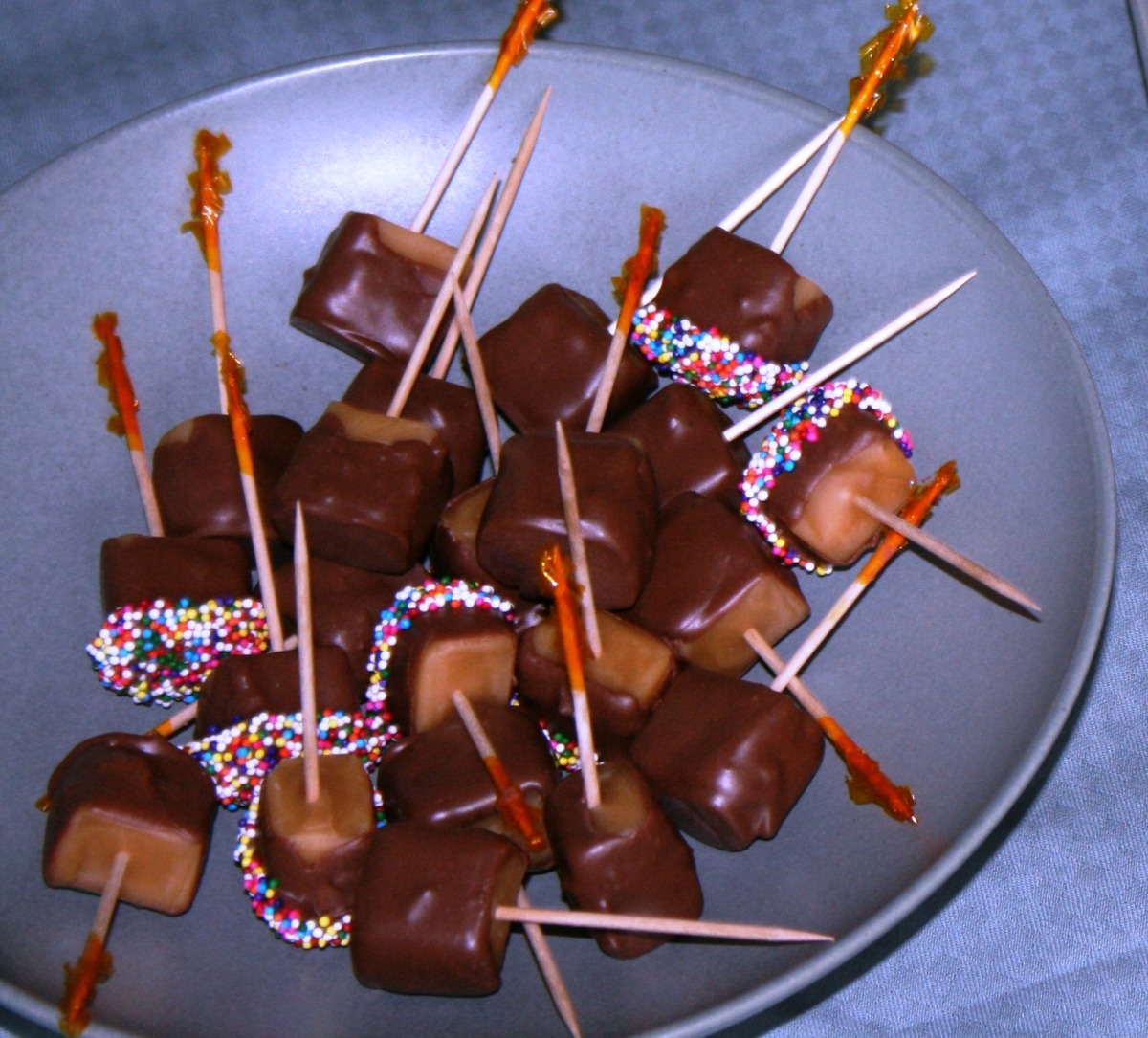 Chocolate Dipped Caramel Squares