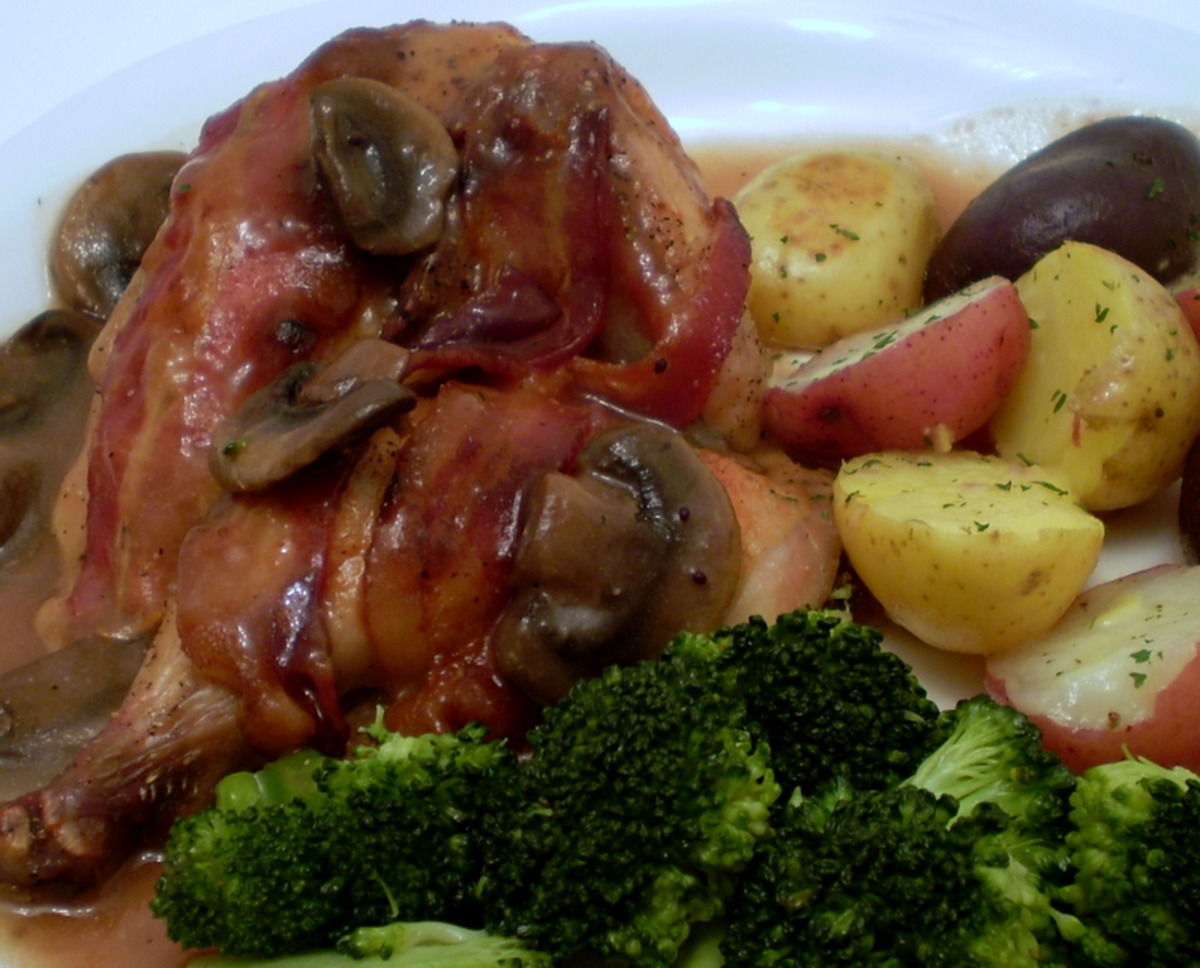 Cornish Game Hens With Bacon and Cranberry Sauce