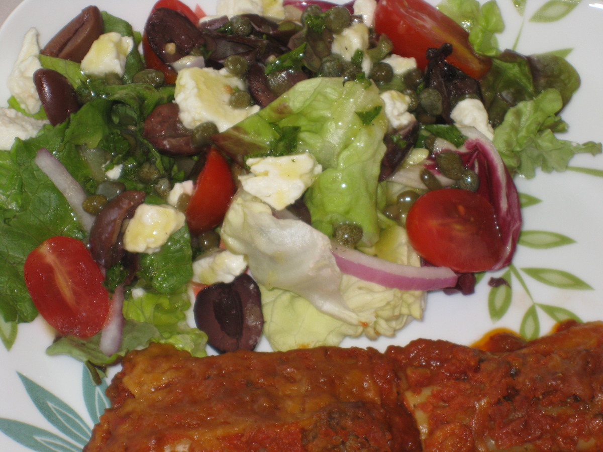 Mediterranean Salad With Lemon Caper Vinaigrette Recipe Food Com