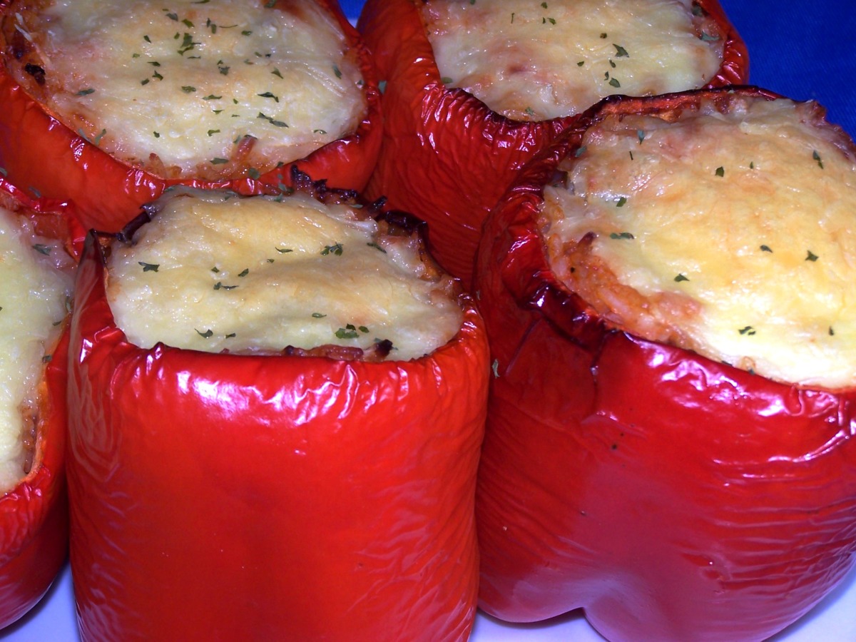 Baked Stuffed Capsicums or Bell Peppers