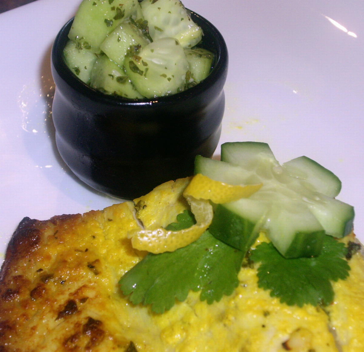 Coriander and Lemon Crusted Barramundi With Cucumber Mint Salsa